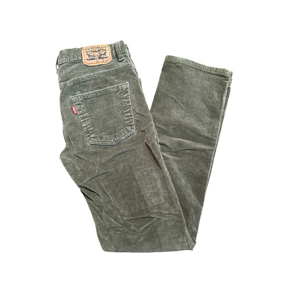 Levis' 511 Slim Olive Green Corduroy Stretch Straight Leg Pants Tag 29W X 29L - Picture 3 of 7